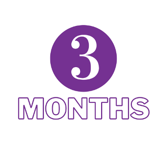 The number 3 in purple above the word months.